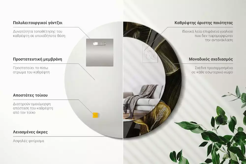 Miroir rond avec décoration Fleurs d’hibiscus