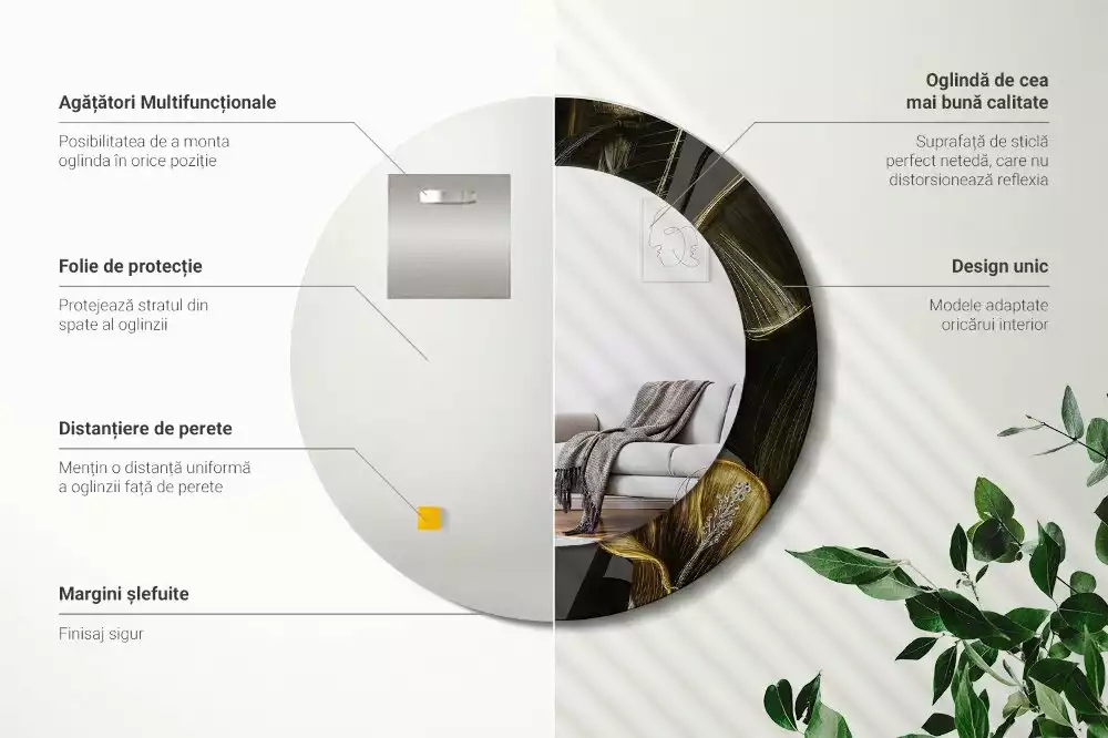 Miroir rond avec décoration Fleurs d’hibiscus