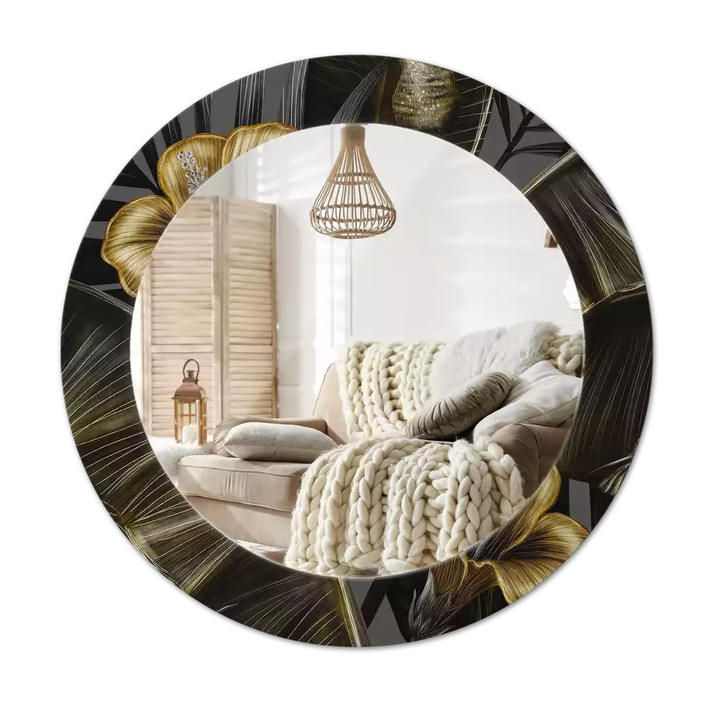 Miroir rond avec décoration Fleurs d’hibiscus