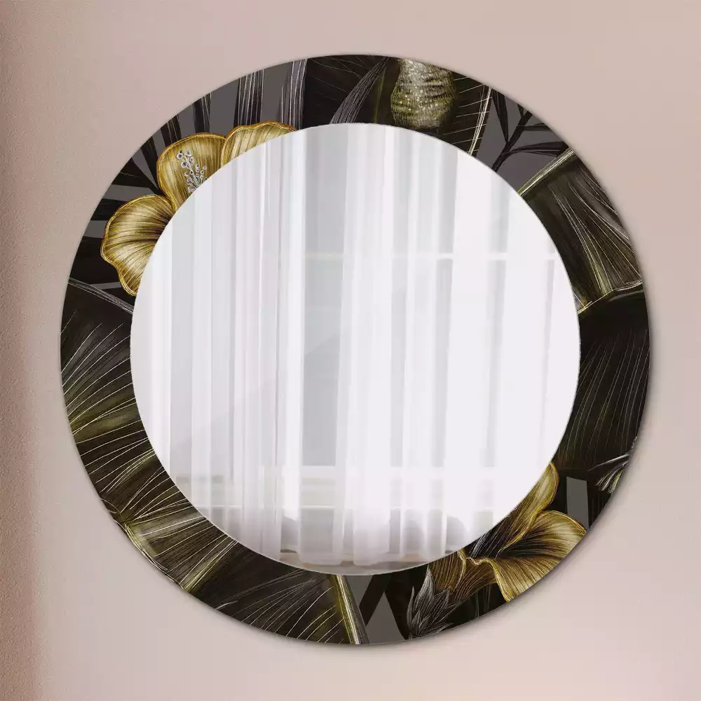 Miroir rond avec décoration Fleurs d’hibiscus