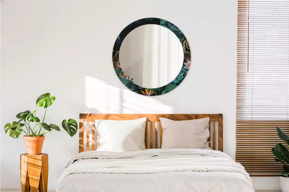 Miroir rond imprimé Jungle vintage