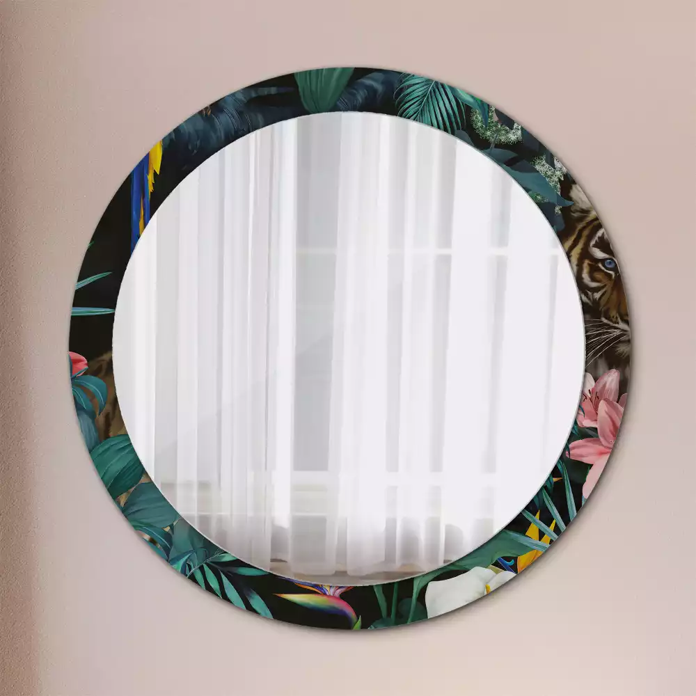 Miroir rond imprimé Jungle vintage