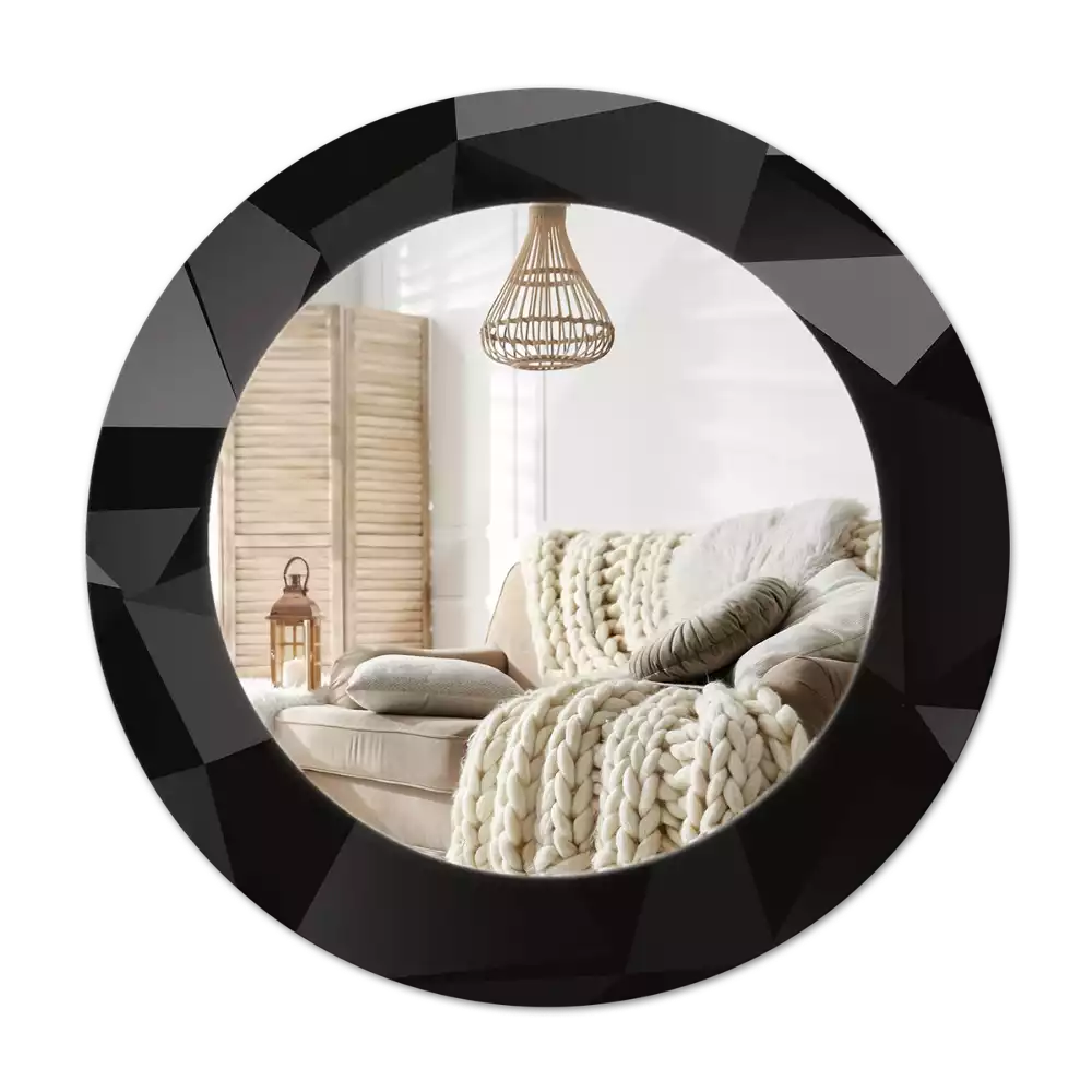 Miroir rond imprimé Noir abstrait