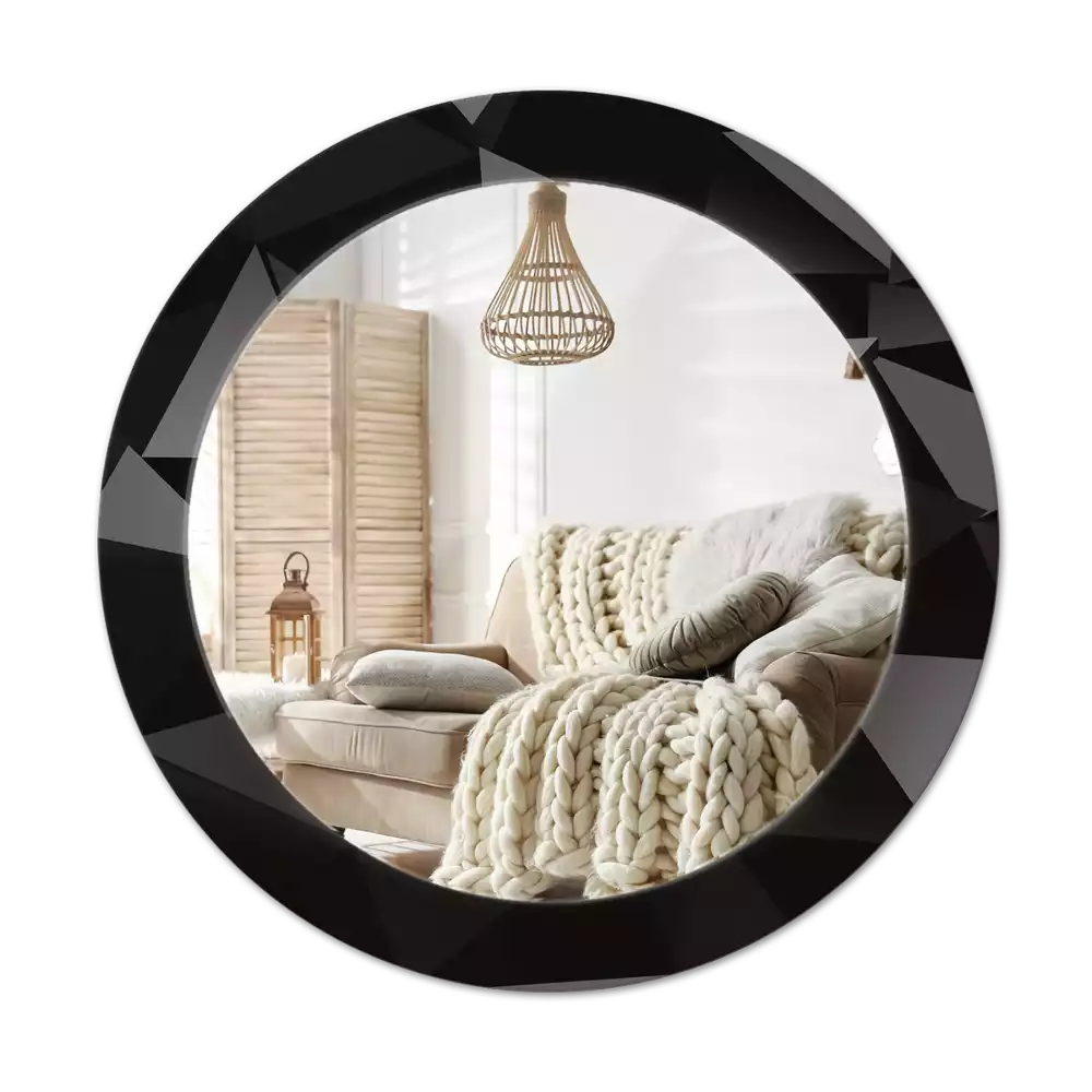Miroir rond imprimé Noir abstrait