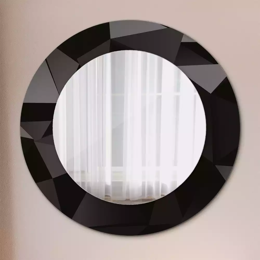 Miroir rond imprimé Noir abstrait