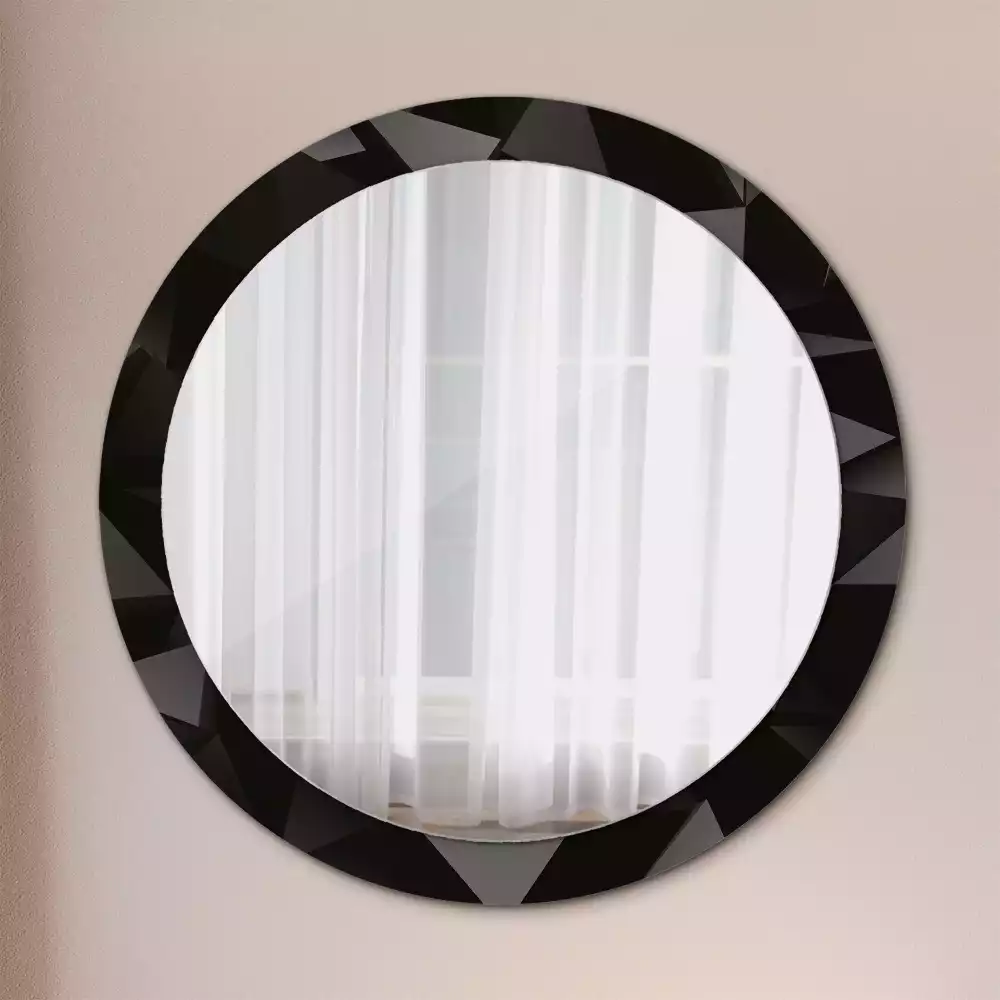 Miroir rond imprimé Noir abstrait