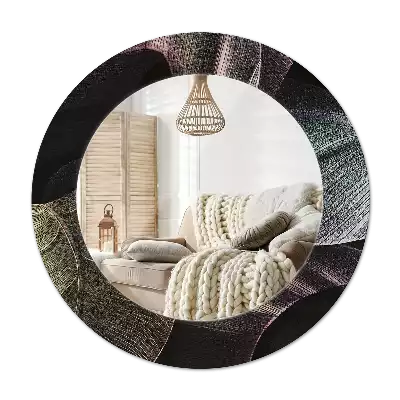 Miroir rond imprimé Feuilles tropicales sombres