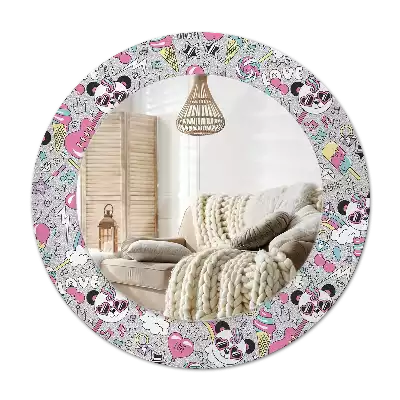 Miroir rond avec décoration Panda licorne