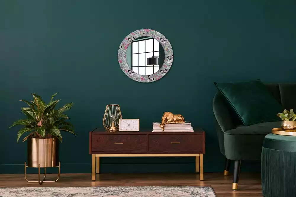 Miroir rond avec décoration Panda licorne