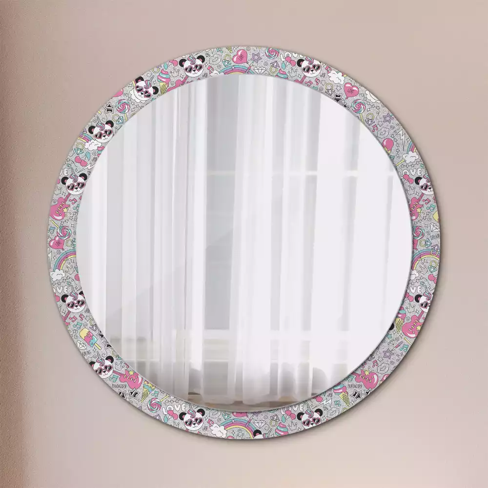 Miroir rond avec décoration Panda licorne