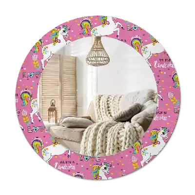 Miroir rond avec décoration Licorne magique