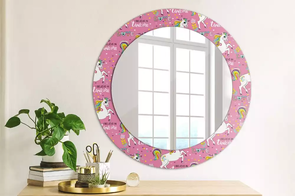Miroir rond avec décoration Licorne magique