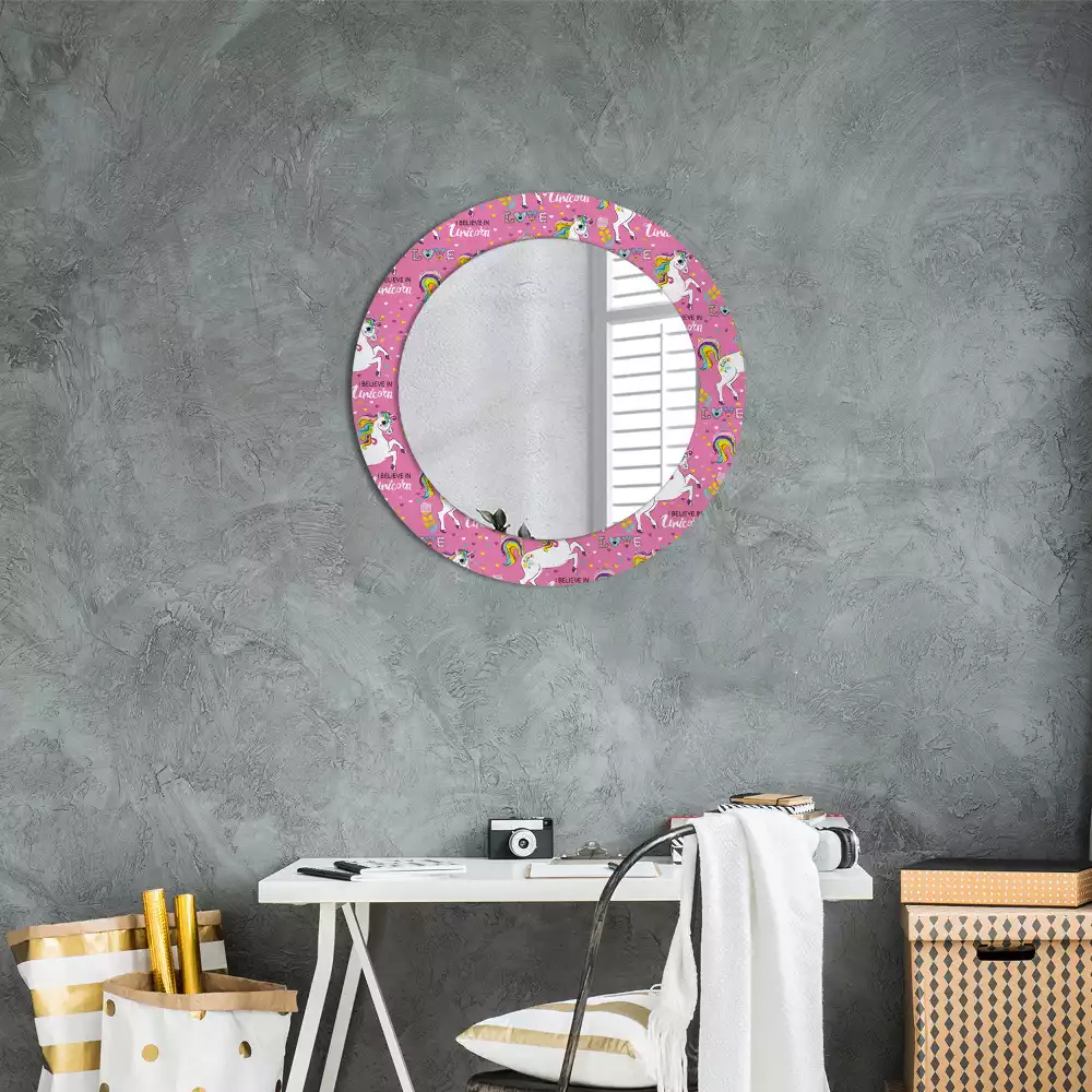 Miroir rond avec décoration Licorne magique