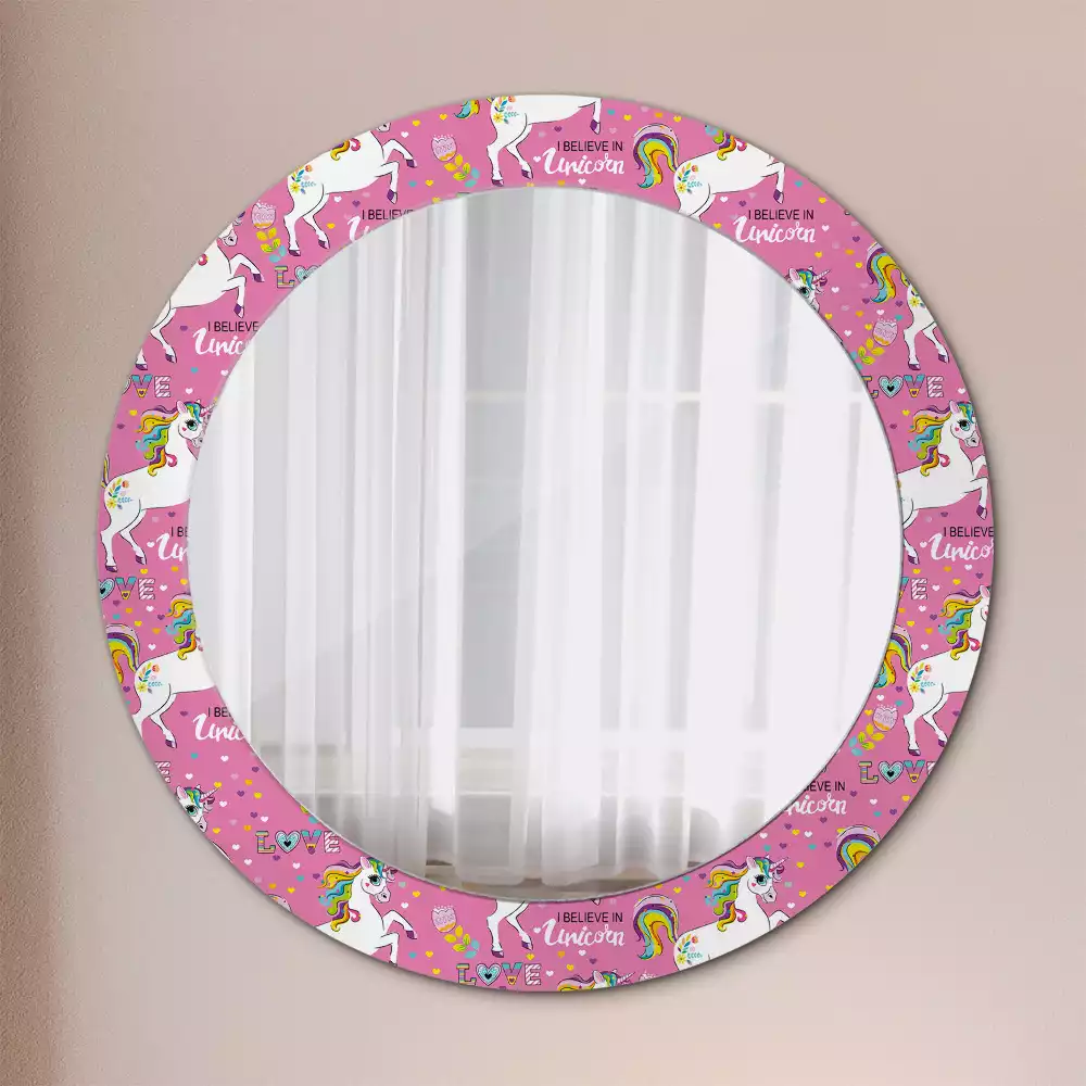 Miroir rond avec décoration Licorne magique