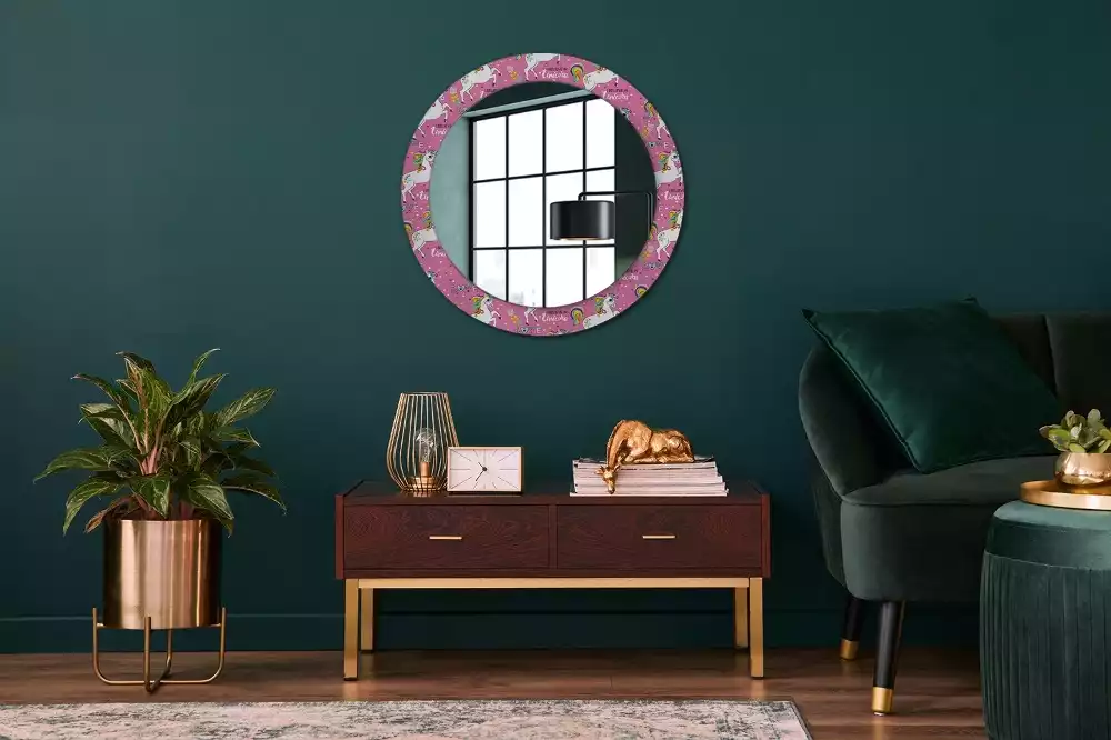 Miroir rond avec décoration Licorne magique
