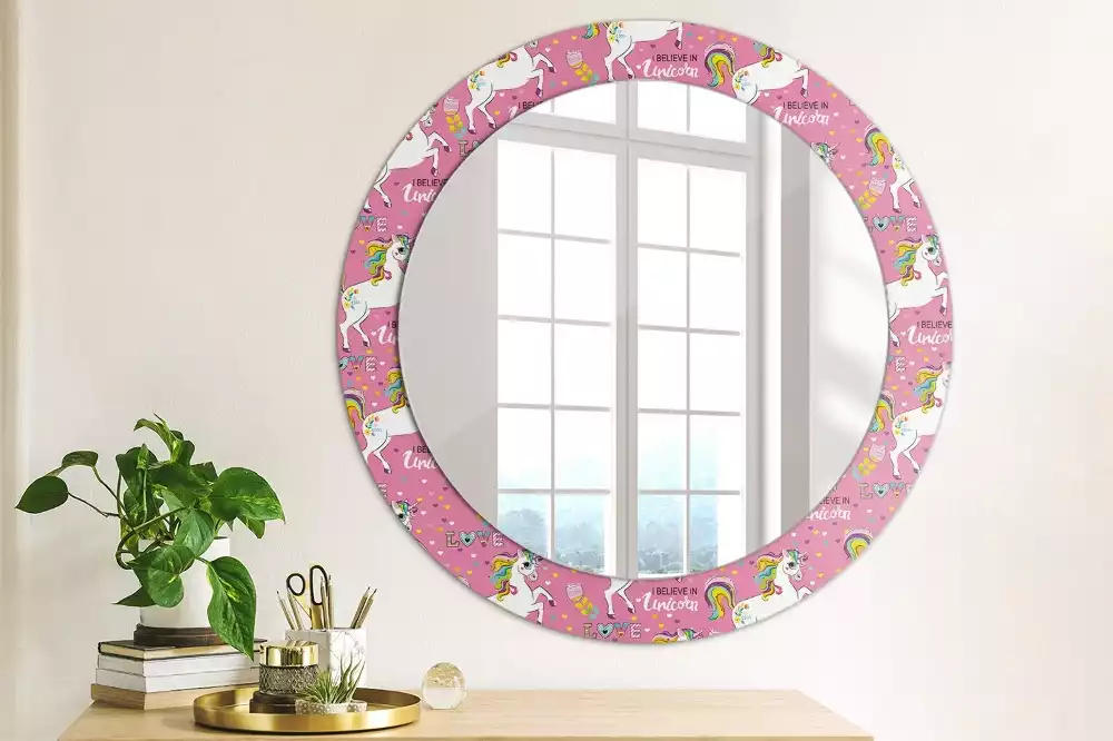 Miroir rond avec décoration Licorne magique
