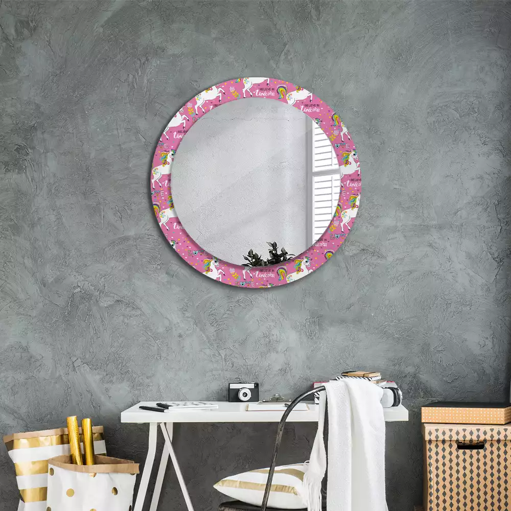 Miroir rond avec décoration Licorne magique