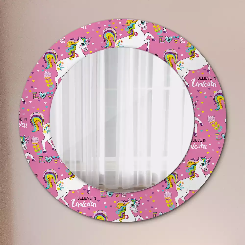 Miroir rond avec décoration Licorne magique