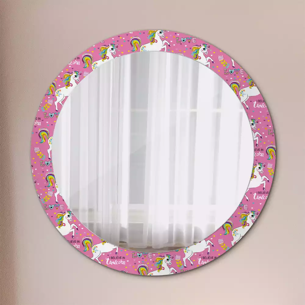 Miroir rond avec décoration Licorne magique