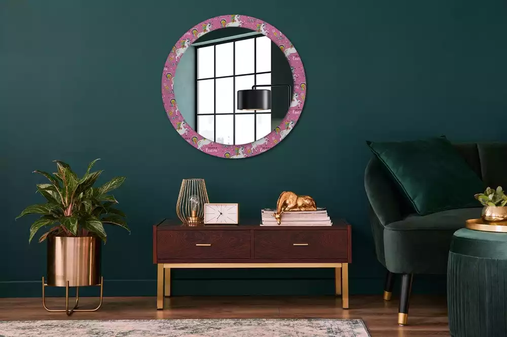 Miroir rond avec décoration Licorne magique