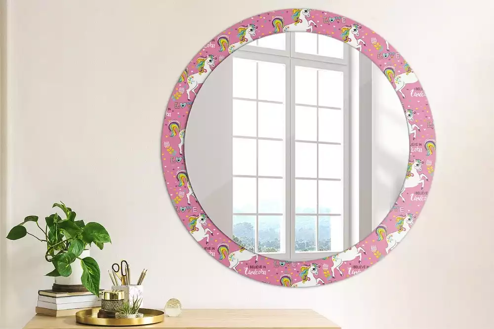 Miroir rond avec décoration Licorne magique