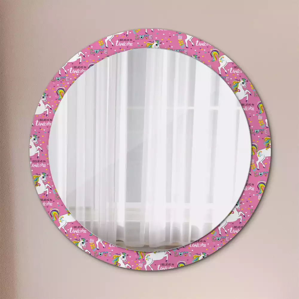 Miroir rond avec décoration Licorne magique