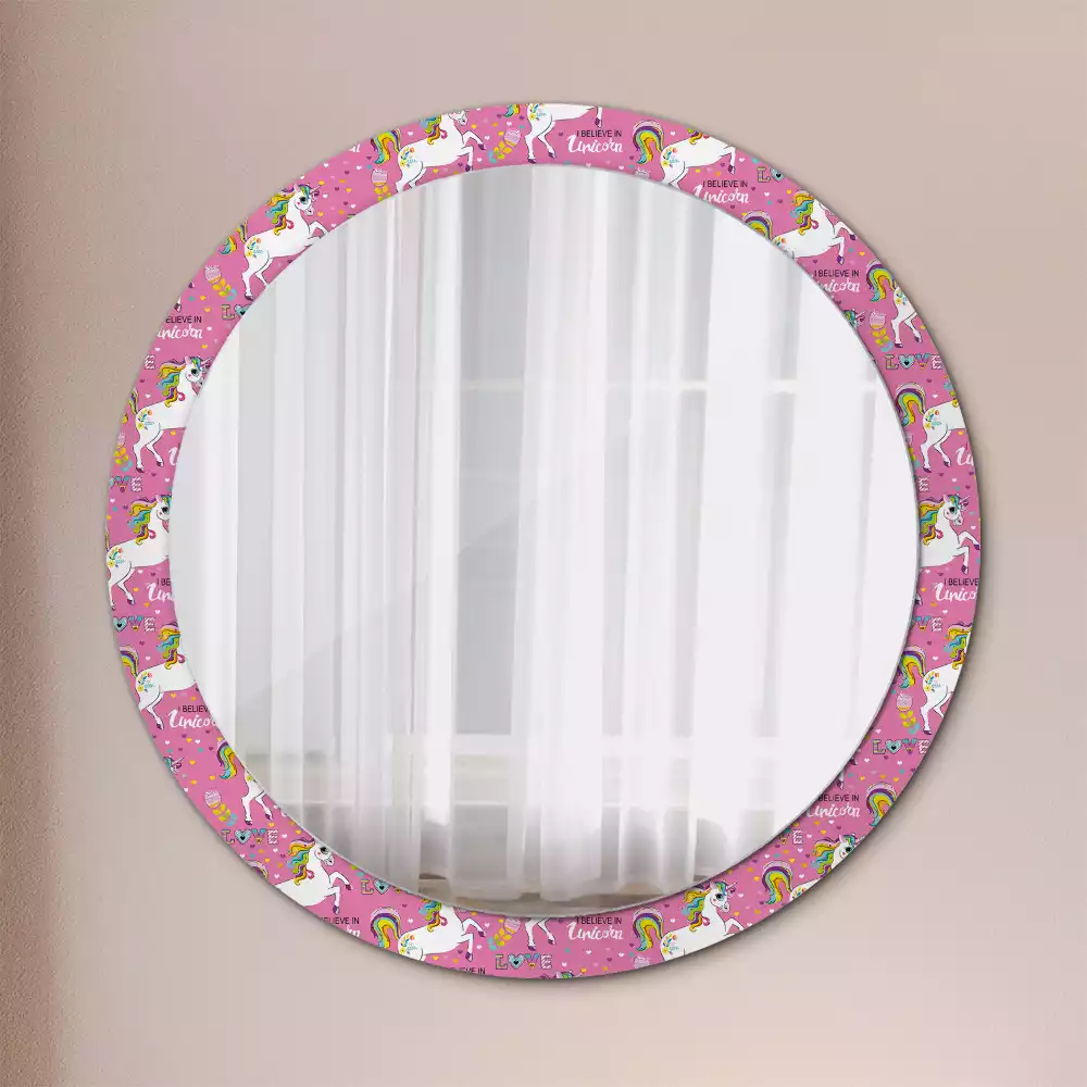 Miroir rond avec décoration Licorne magique