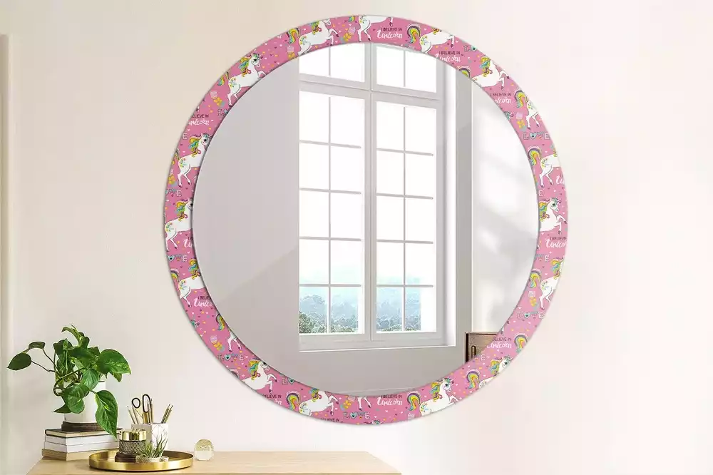 Miroir rond avec décoration Licorne magique