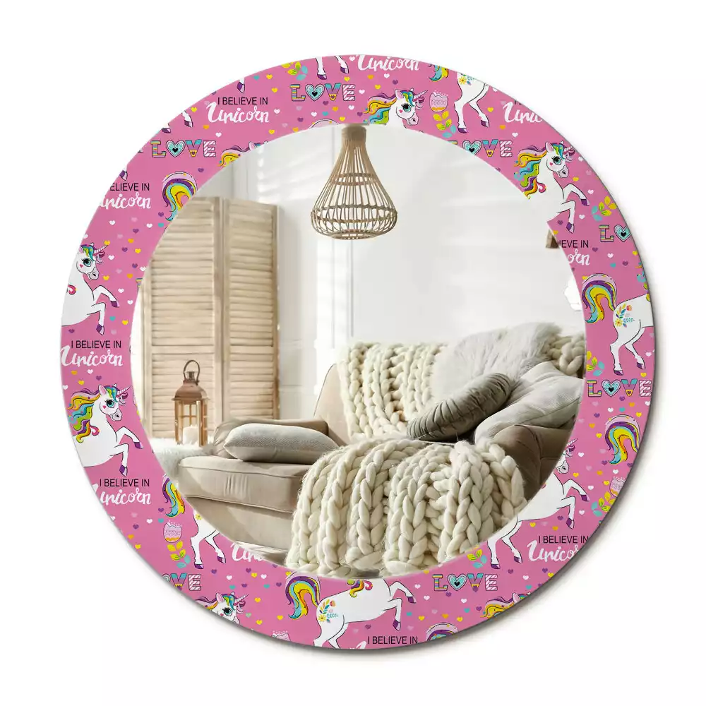 Miroir rond avec décoration Licorne magique