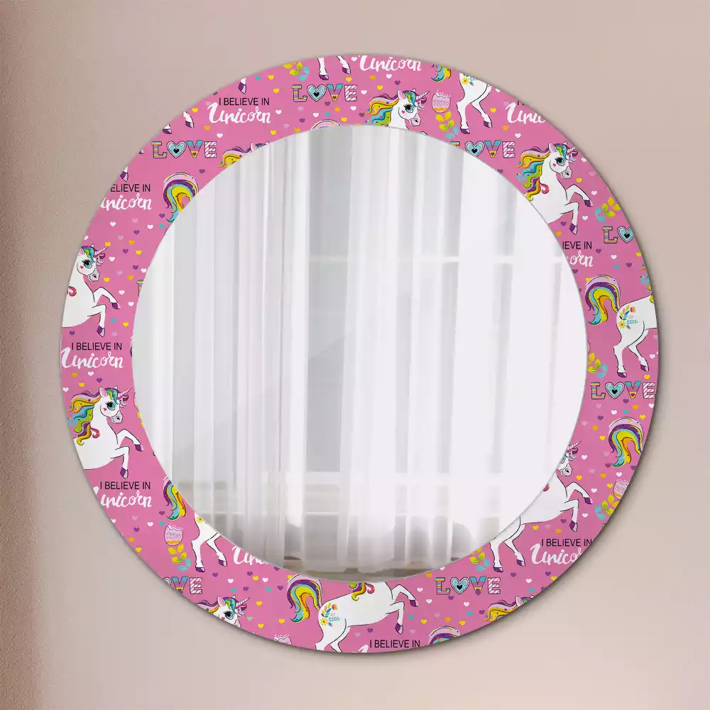 Miroir rond avec décoration Licorne magique