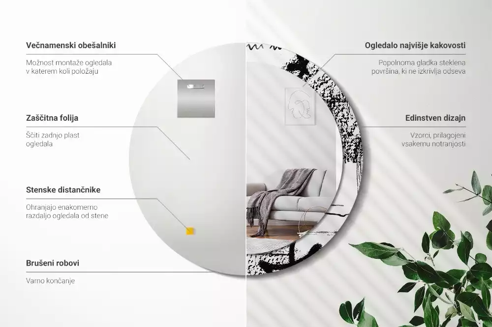 Miroir rond avec décoration Motif graffiti