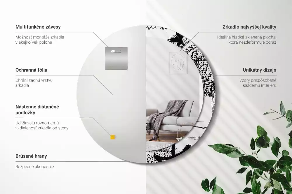 Miroir rond avec décoration Motif graffiti