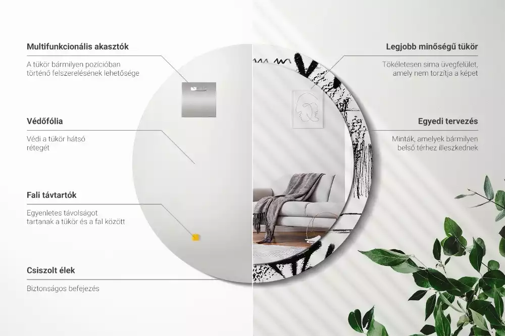 Miroir rond avec décoration Motif graffiti