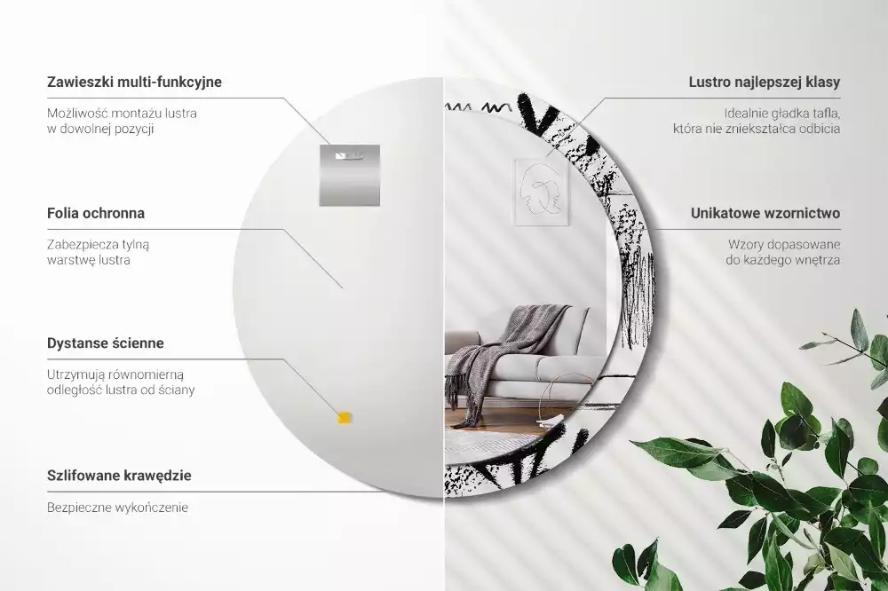 Miroir rond avec décoration Motif graffiti