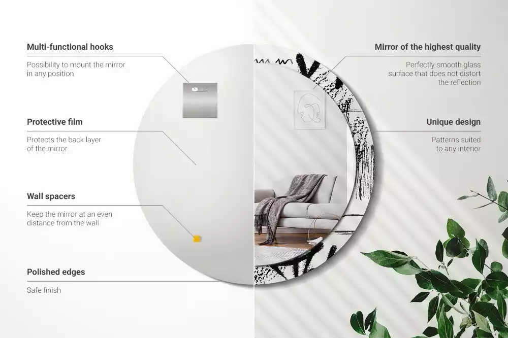 Miroir rond avec décoration Motif graffiti