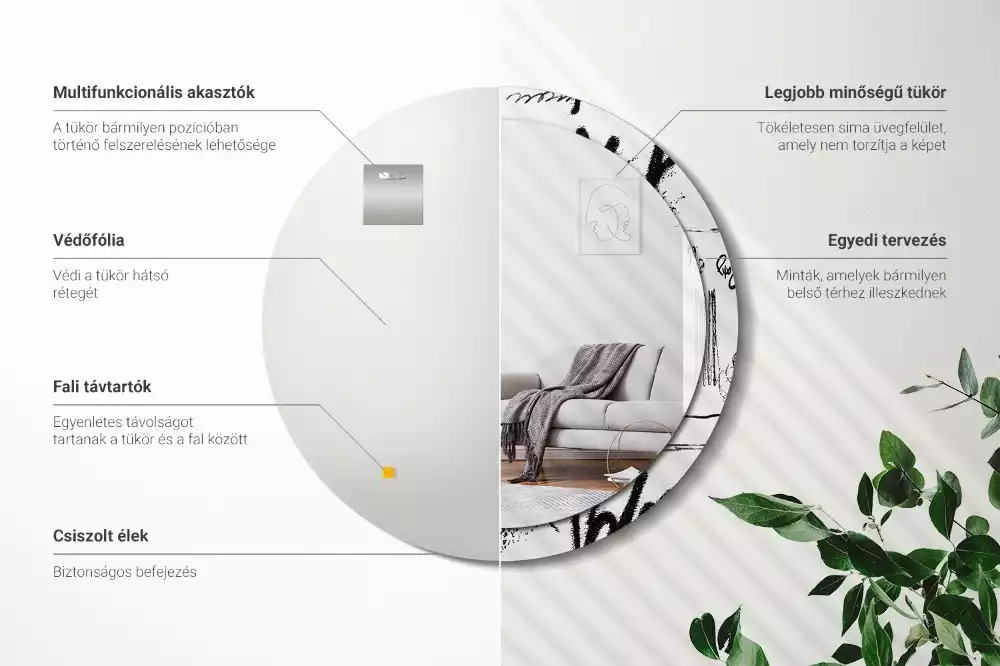Miroir rond avec décoration Motif graffiti