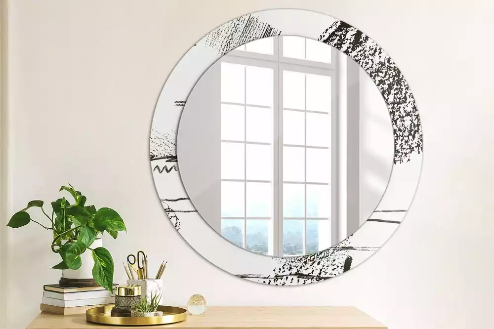Miroir rond avec décoration Motif graffiti