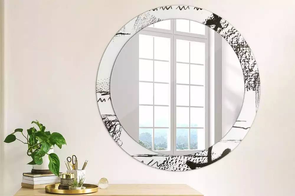 Miroir rond avec décoration Motif graffiti