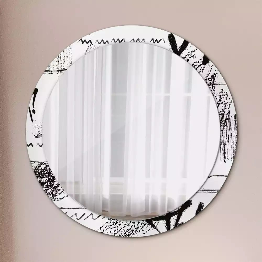 Miroir rond avec décoration Motif graffiti