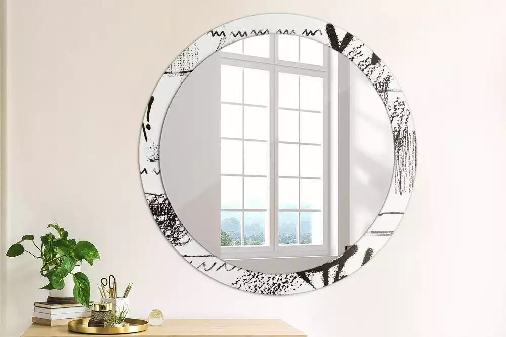 Miroir rond avec décoration Motif graffiti