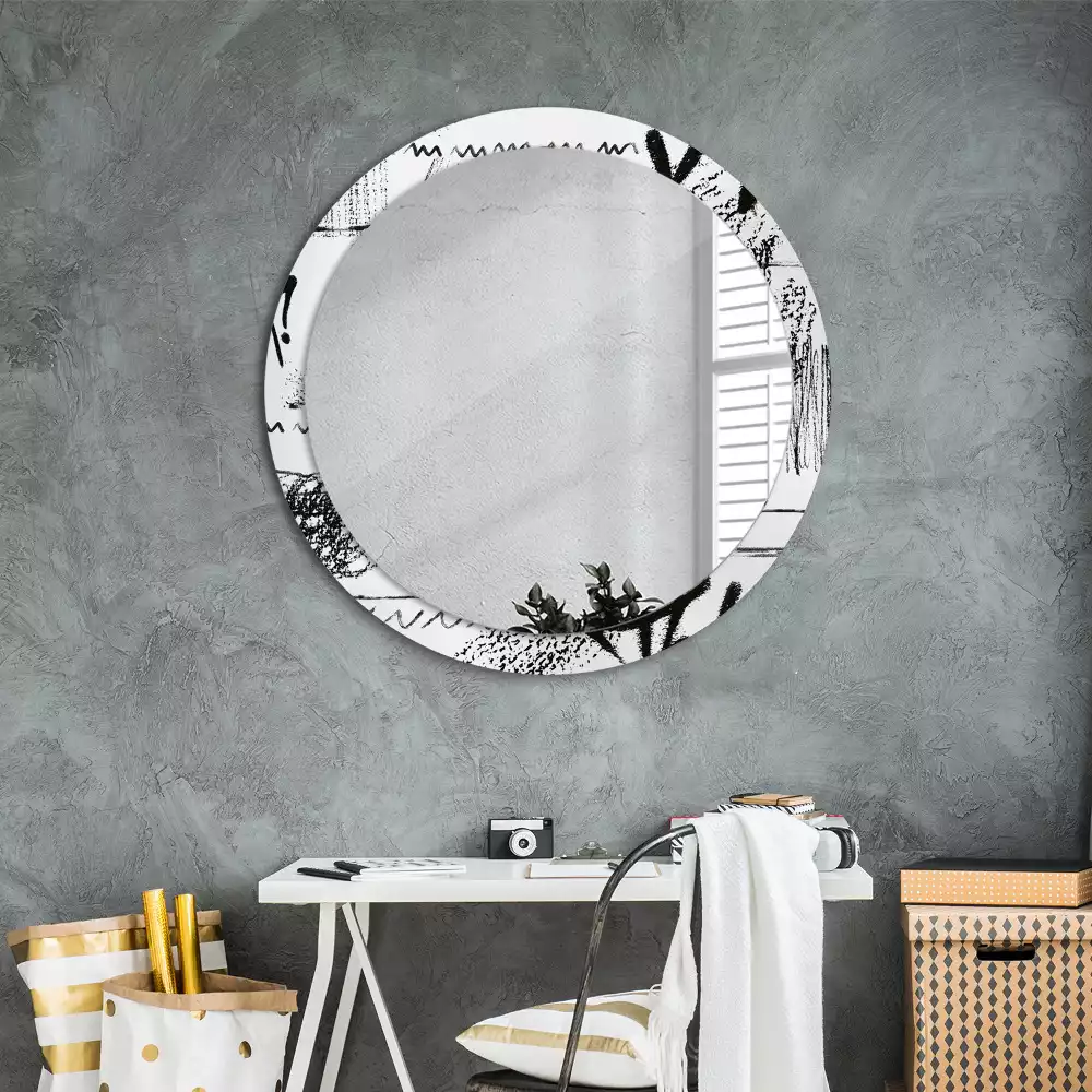 Miroir rond avec décoration Motif graffiti