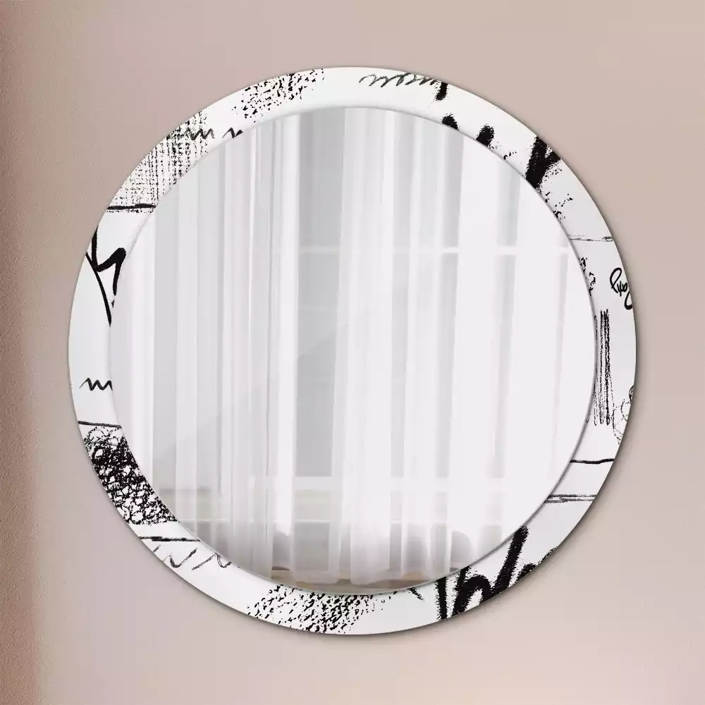 Miroir rond avec décoration Motif graffiti