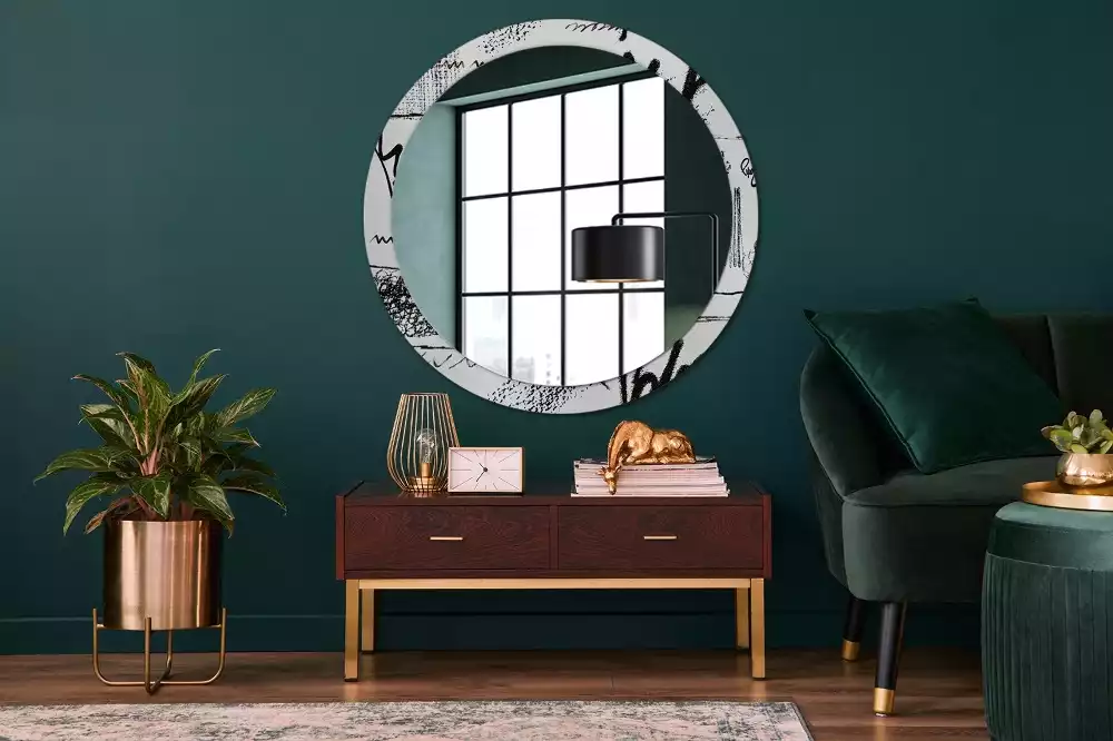 Miroir rond avec décoration Motif graffiti