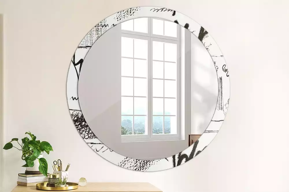 Miroir rond avec décoration Motif graffiti