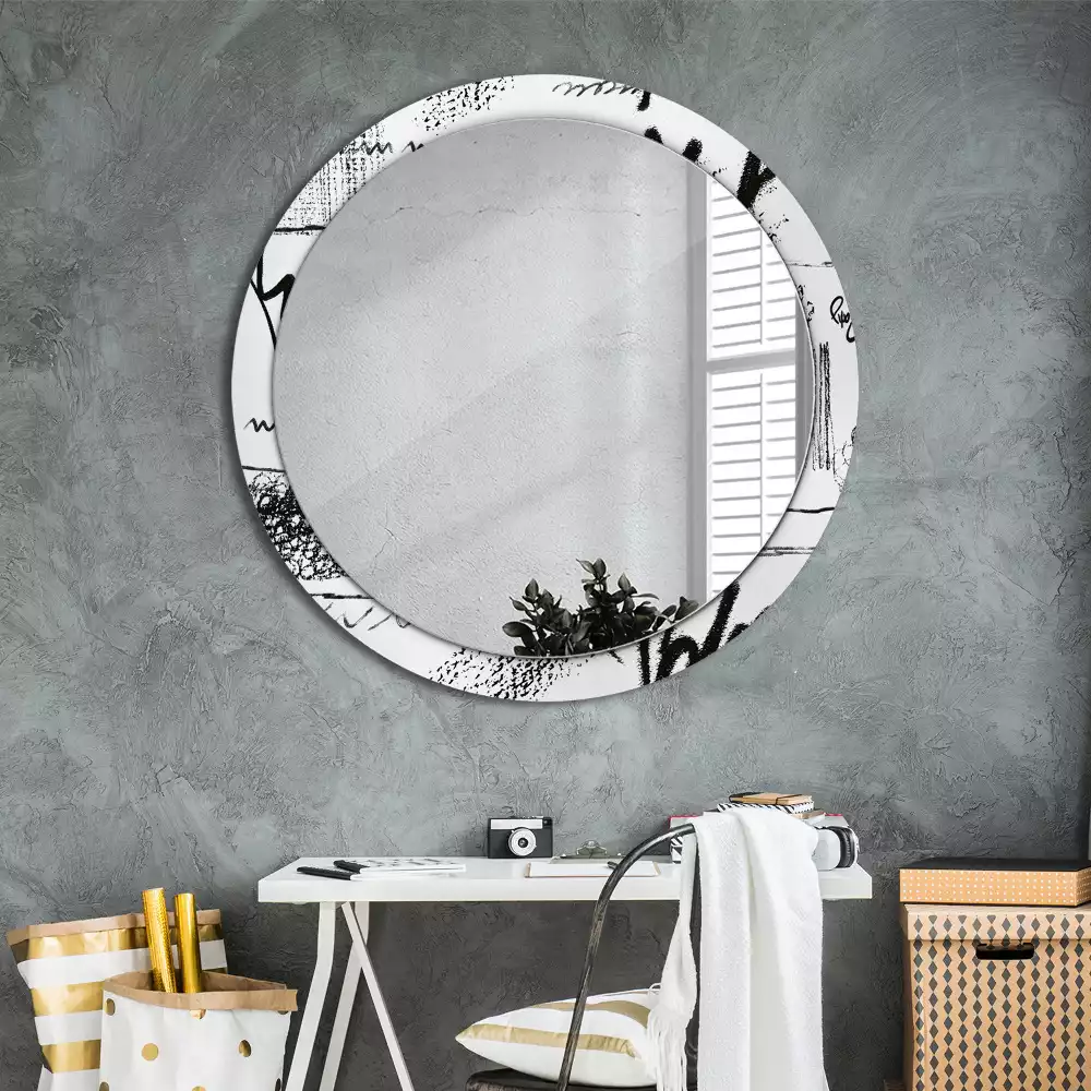 Miroir rond avec décoration Motif graffiti