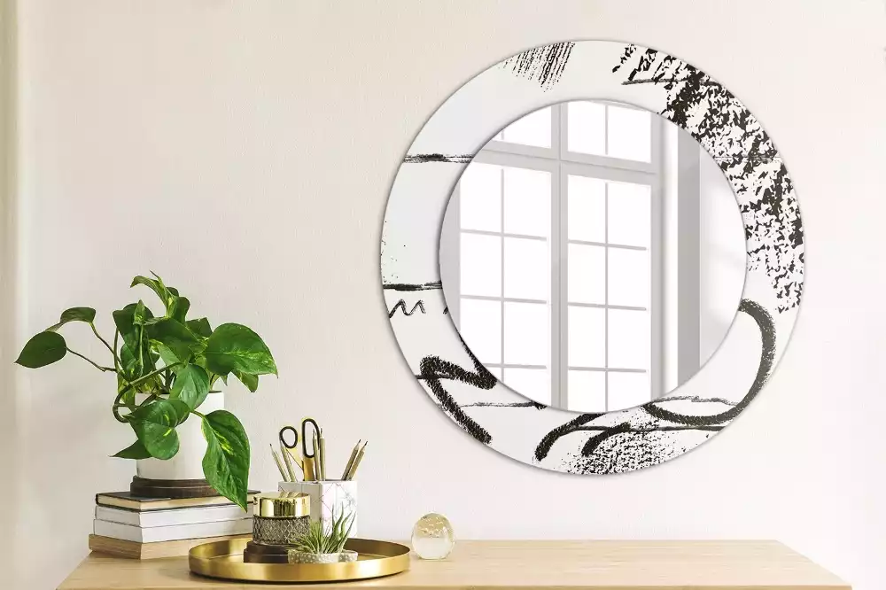 Miroir rond avec décoration Motif graffiti