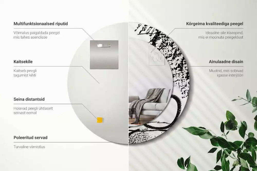 Miroir rond avec décoration Motif graffiti