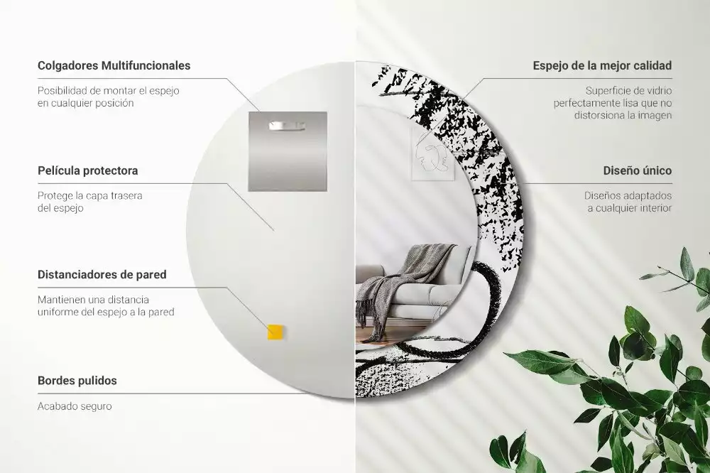 Miroir rond avec décoration Motif graffiti