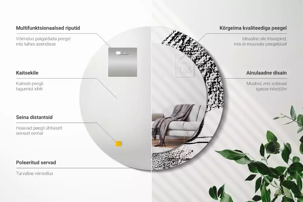 Miroir rond avec décoration Motif graffiti