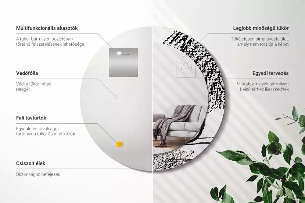 Miroir rond avec décoration Motif graffiti